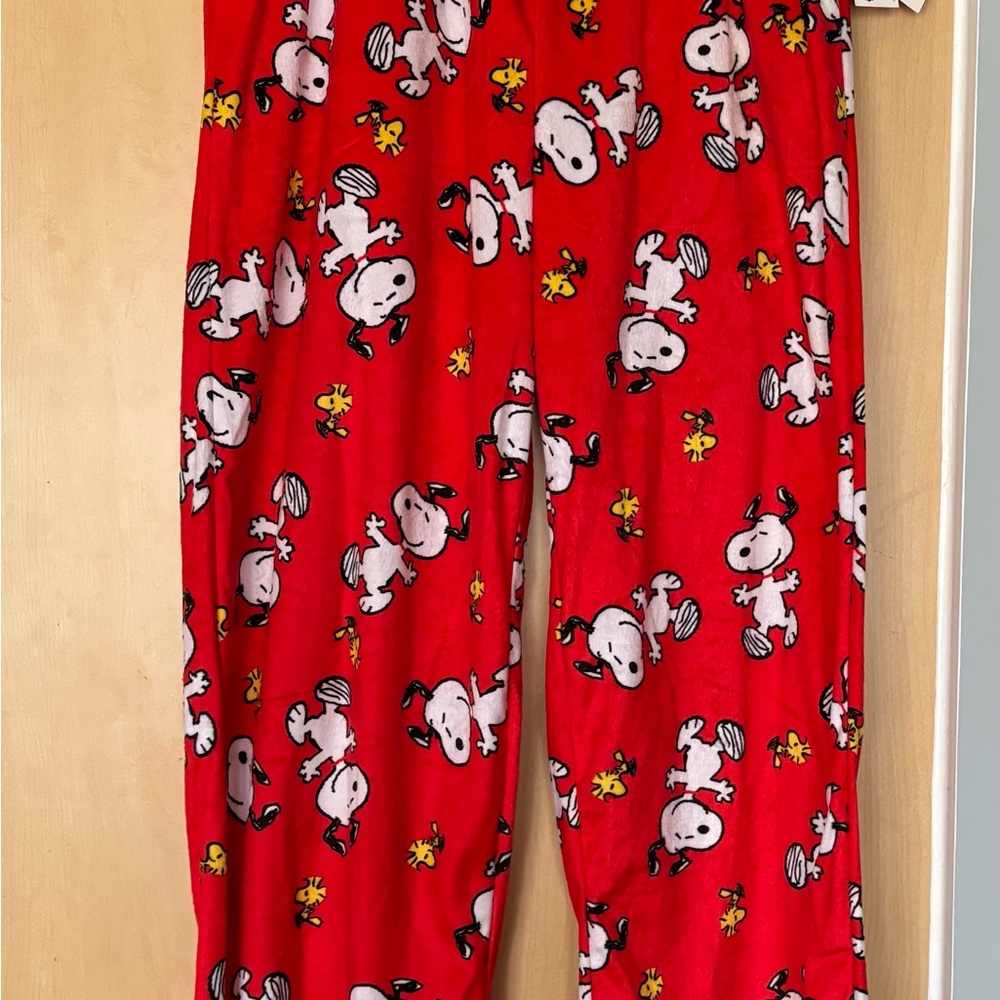 Peanuts Snoopy & Woodstock Soft Fleece Sleep Pajama Lounge Pants - Large - New